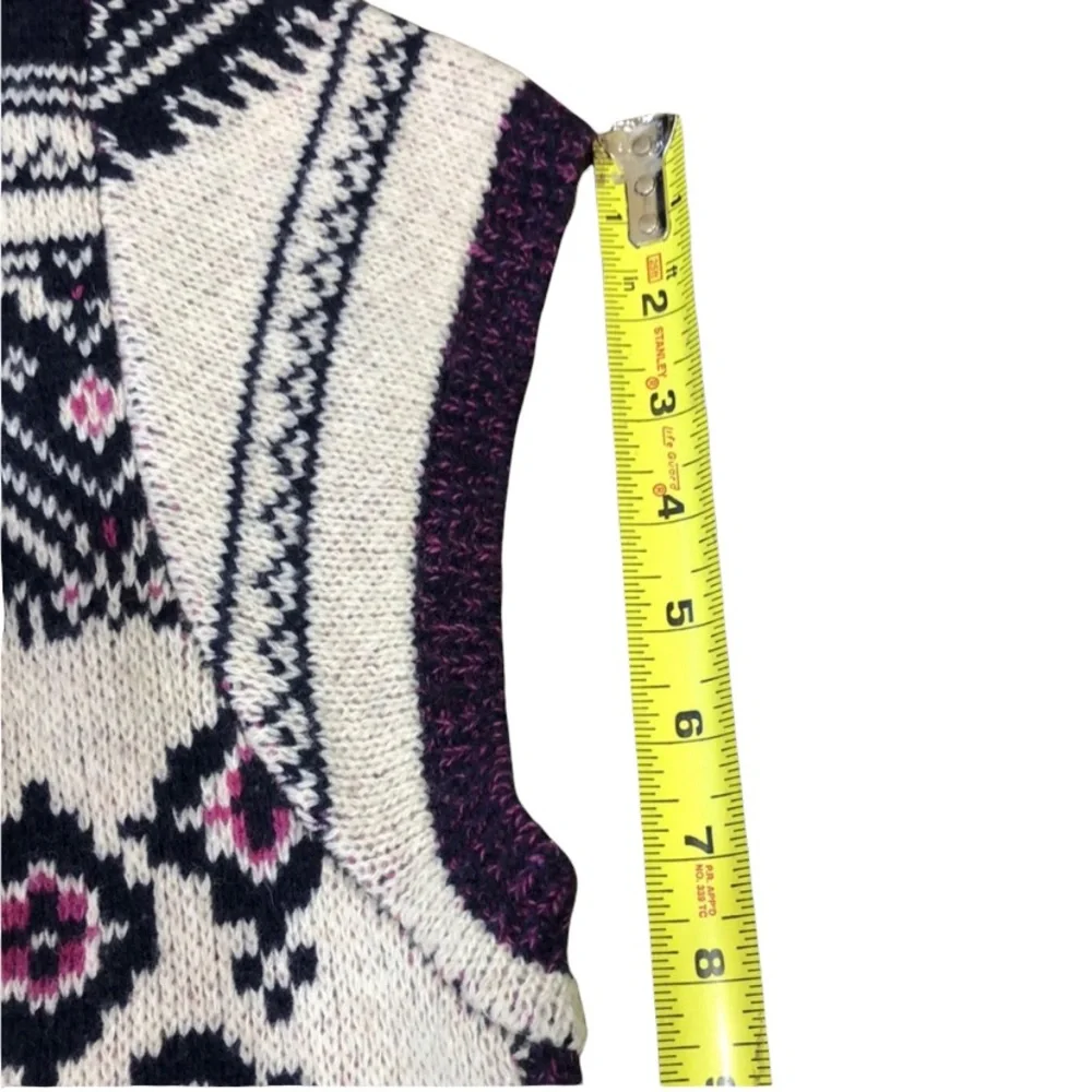 Anthro Angel of the North Warm Sweater Vest Wool Blend Navy/Purple/Ivory XS/S